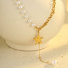 Light Luxury Stainless Steel Pearl Pendant Necklace For Women With Electroplating Design