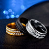 Light Luxury Stainless Steel U Shape Double Row Diamond Ring Fashion Unisex Couple Jewelry