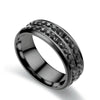 Light Luxury Stainless Steel U Shape Double Row Diamond Ring Fashion Unisex Couple Jewelry