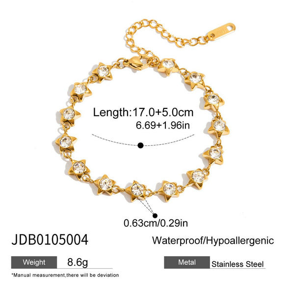 Light Luxury Stainless Steel Watch Strap Zircon Bracelet For Women With Electroplating Processing