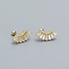Light Luxury Stud Earrings S925 Silver Geometric Fanshaped Electroplated For Women