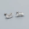 Light Luxury Stud Earrings S925 Silver Geometric Fanshaped Electroplated For Women