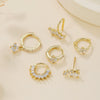 Light Luxury Style Copper Fourleaf Clover Petal Zircon Ear Clip Earrings Jewelry For Women