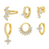 Light Luxury Style Copper Fourleaf Clover Petal Zircon Ear Clip Earrings Jewelry For Women