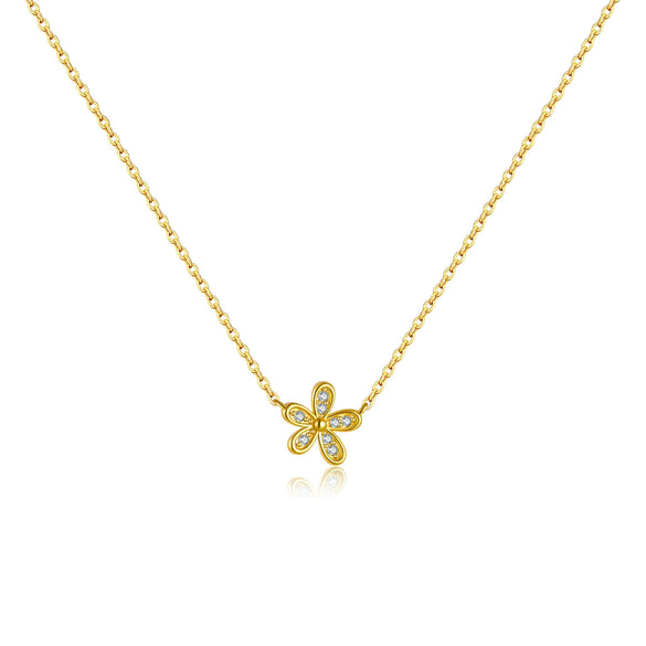 Light Luxury Style Floral S925 Sterling Silver Necklace And Cool Earrings With Platinum Or 18K Gold Electroplating