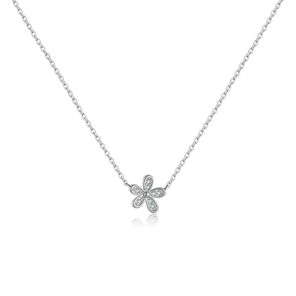 Light Luxury Style Floral S925 Sterling Silver Necklace And Cool Earrings With Platinum Or 18K Gold Electroplating