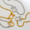 Light Luxury Style Geometric Carabiner Necklace Stainless Steel Box Chain With 18K Gold Plated Electroplating For Couple Men And Women
