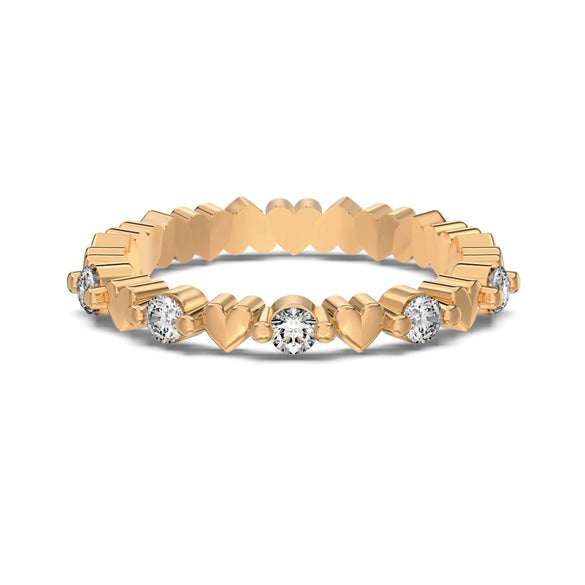 Light Luxury Style S925 Sterling Silver Women's Ring With Loving Heart Shape And Diamond Arrangement Design Electroplated