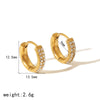 Light Luxury Style Stainless Steel 18K Gold Women's Earrings With Diamond Design And U Shape