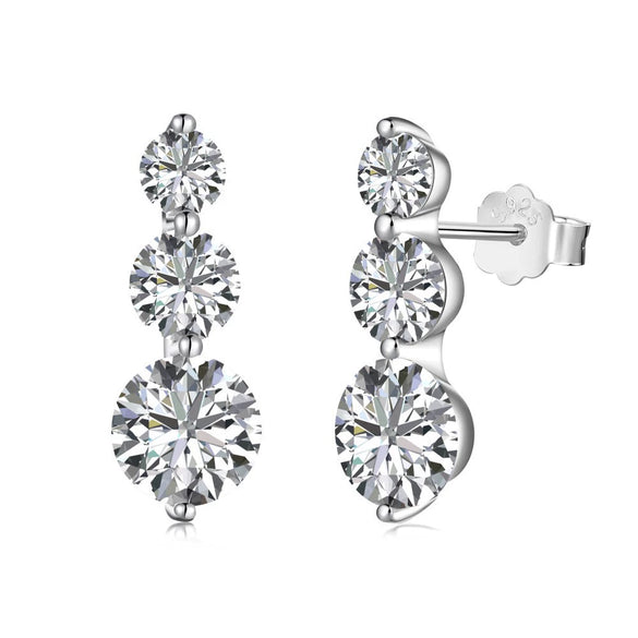 Light Luxury Style 925 Sterling Silver Women's Jewelry Set With Gourd Style And Electroplating Including Earrings And Necklace