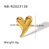 Light Luxury Texture Bow Love Shape Peach Heart Bow Chain Stacked Stainless Steel Open Tail Ring With 18K Furnace Vacuum Plating