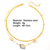 Light Luxury Titanium Steel Double Layer Cat's Eye Necklace With Geometric Pattern For Women