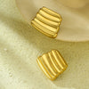 Light Luxury Titanium Steel Geometric Irregular Hammered Pleated Stainless Steel Hollow Vintage Women's Earrings With Electroplating