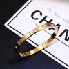 Light Luxury Titanium Steel Open Cuff Bracelet With Gold Inlaid Geometric Design Simple Trendy Women's Jewelry