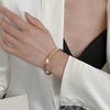Light Luxury Titanium Steel Open Cuff Bracelet With Gold Inlaid Geometric Design Simple Trendy Women's Jewelry
