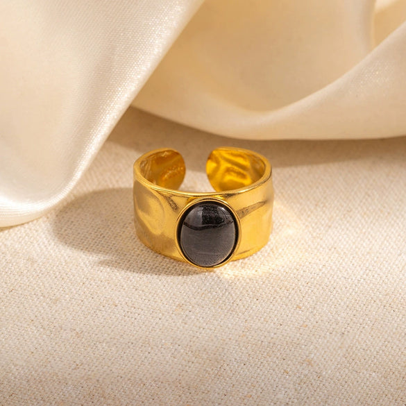 Light Luxury Titanium Steel Ring Plated With Gold Multicolor U Shape Opening Adjustable Ring For Women