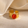 Light Luxury Titanium Steel Ring Plated With Gold Multicolor U Shape Opening Adjustable Ring For Women