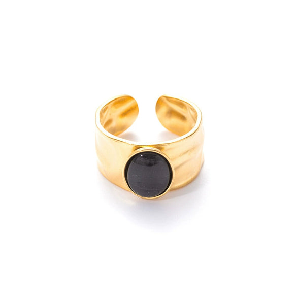 Light Luxury Titanium Steel Ring Plated With Gold Multicolor U Shape Opening Adjustable Ring For Women