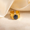 Light Luxury Titanium Steel Ring Plated With Gold Multicolor U Shape Opening Adjustable Ring For Women