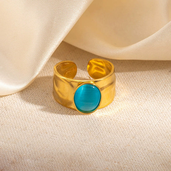 Light Luxury Titanium Steel Ring Plated With Gold Multicolor U Shape Opening Adjustable Ring For Women