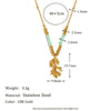 Light Luxury Tree Branch Green Fresh Necklace And Bead Natural Stone Bracelet In Stainless Steel With Electroplating Geometric Shape