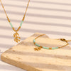 Light Luxury Tree Branch Green Fresh Necklace And Bead Natural Stone Bracelet In Stainless Steel With Electroplating Geometric Shape