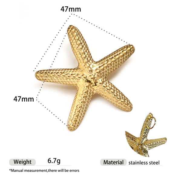 Light Luxury Trendy All Match Conch Sea Star Sun Necklace Made Of 18K Gold And Stainless Steel