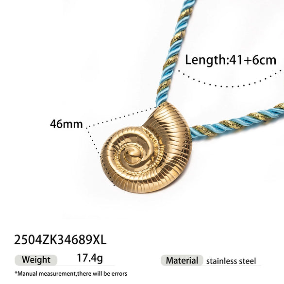 Light Luxury Trendy All Match Conch Sea Star Sun Necklace Made Of 18K Gold And Stainless Steel