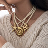 Light Luxury Trendy All Match Conch Sea Star Sun Necklace Made Of 18K Gold And Stainless Steel