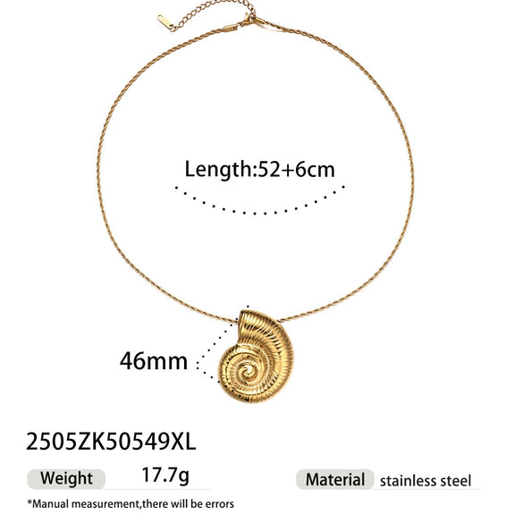 Light Luxury Trendy All Match Conch Sea Star Sun Necklace Made Of 18K Gold And Stainless Steel