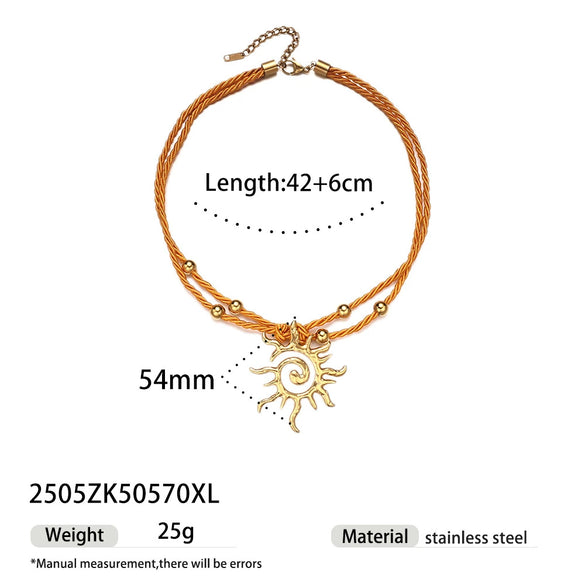 Light Luxury Trendy All Match Conch Sea Star Sun Necklace Made Of 18K Gold And Stainless Steel