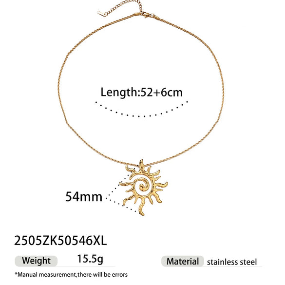 Light Luxury Trendy All Match Conch Sea Star Sun Necklace Made Of 18K Gold And Stainless Steel