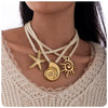 Light Luxury Trendy All Match Conch Sea Star Sun Necklace Made Of 18K Gold And Stainless Steel