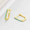 Light Luxury U Shaped Geometric Blue Turquoise Earrings In S925 Sterling Silver With Electroplated Finish
