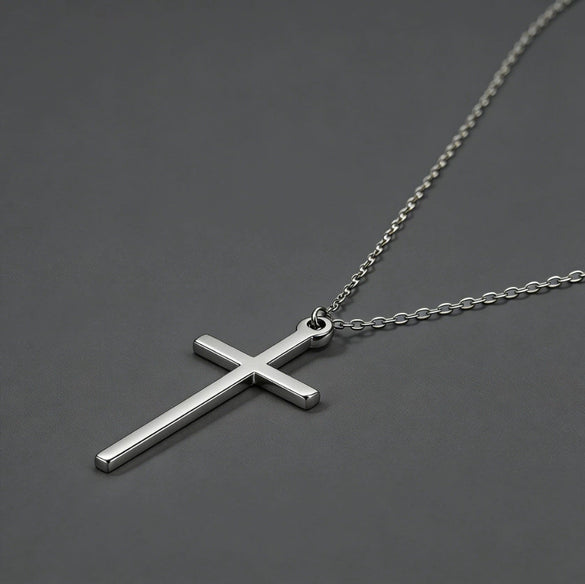 Light Luxury Unisex Geometric Stainless Steel 14K Goldplated Cross Necklace With Vacuum Plating