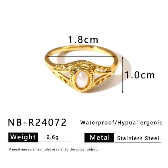 Light Luxury Vintage Unisex Geometric Drop Shape Stainless Steel Earrings And Ring With 18K Vacuum Plating In Furnace Niche Design High End Simple Style Jewelry