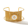 Light Luxury Wide Bracelet For Women Titanium Steel Plated 18K Gold With Inlaid Natural Stone Electroplated
