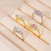 Light Luxury Women's Copper Ring Inlaid With Zircon Wing Heart Shape Electroplated