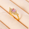 Light Luxury Women's Copper Ring Inlaid With Zircon Wing Heart Shape Electroplated