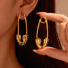 Light Luxury Women's Heartshaped Stainless Steel Earrings With Geometric Pattern And Electroplating