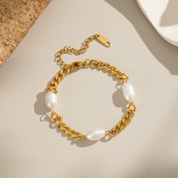 Light Luxury Women's Pearl Bracelets Geometric Stainless Steel Electroplated Accessories