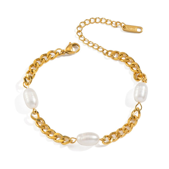 Light Luxury Women's Pearl Bracelets Geometric Stainless Steel Electroplated Accessories