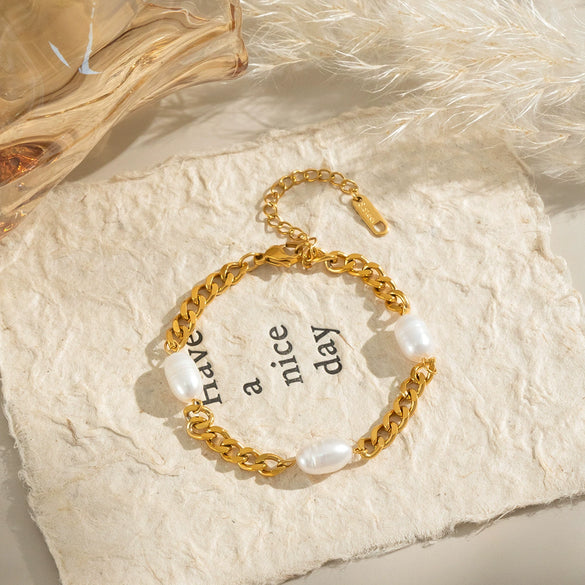 Light Luxury Women's Pearl Bracelets Geometric Stainless Steel Electroplated Accessories
