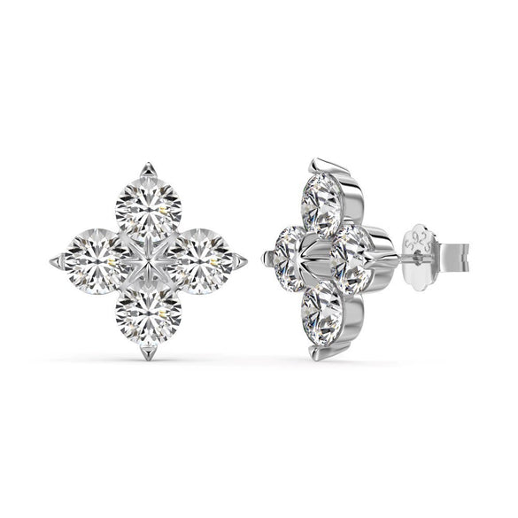 Light Luxury Women's S925 Sterling Silver Flowerpatterned Electroplated Earrings
