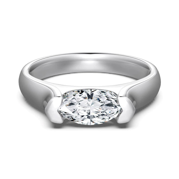 Light Luxury Women's S925 Sterling Silver Ring With Horse Eye Stone Inlaid And Drop Shape Electroplated