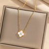 Light Luxury Women's Titanium Steel Collarbone Necklace With Lucky Fourleaf Clover Pendant And O Shaped Chain Vacuum Furnace Electroplated