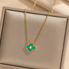 Light Luxury Women's Titanium Steel Collarbone Necklace With Lucky Fourleaf Clover Pendant And O Shaped Chain Vacuum Furnace Electroplated