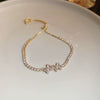 Light Luxury Zircon Adjustable Copper Bracelet With Geometric Design