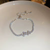 Light Luxury Zircon Adjustable Copper Bracelet With Geometric Design