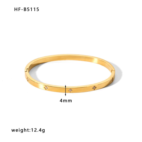 Light Luxury Zircon Golden Titanium Stainless Steel Bracelet With Geometric Style And Electroplating Treatment
